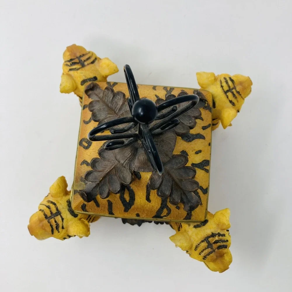 Four Headed LION/BENGAL/TIGER Resin‎ Jewelry Trinket Box Keepsake Lion